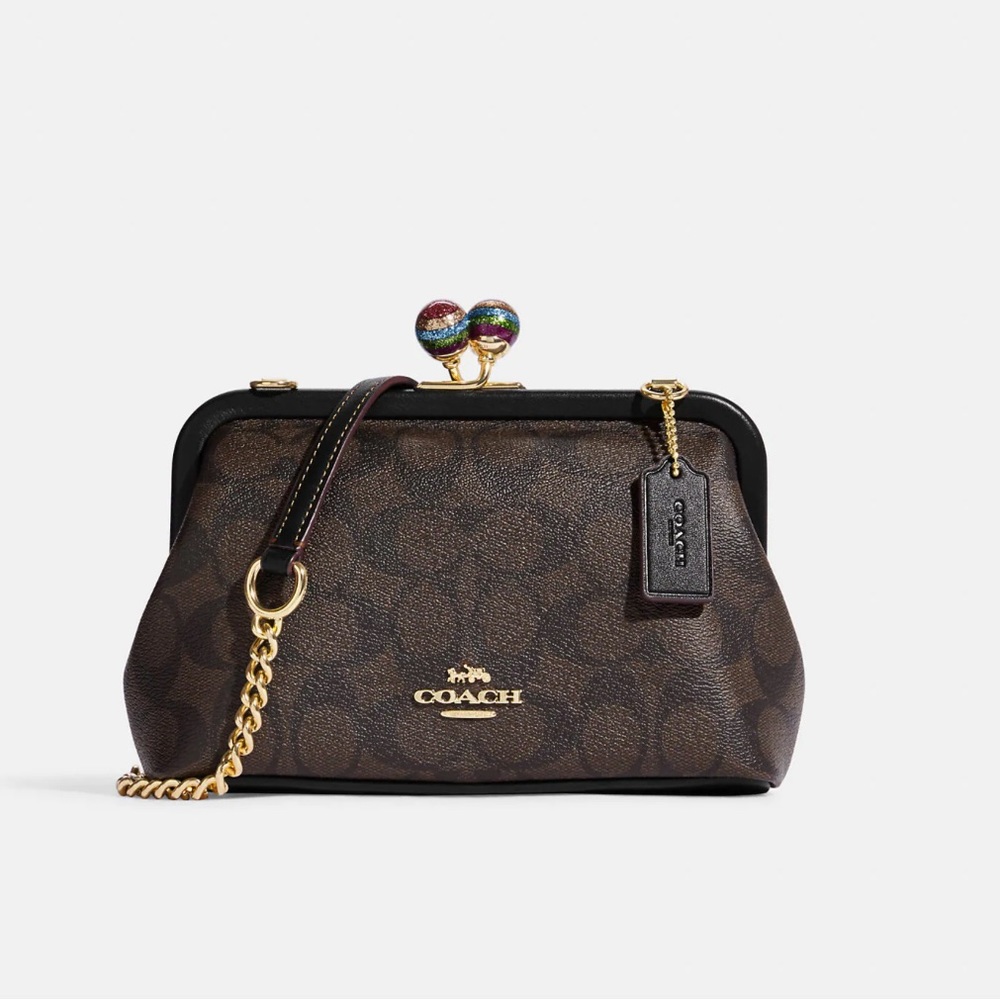 NWT Coach Nora Kisslock Brown Black Crossbody Bag - Picture 9 of 9